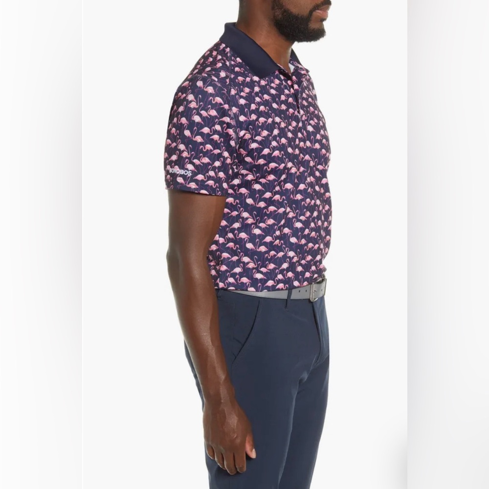 The Flex Slim Fit Flamingo Print Piqué Golf Polo